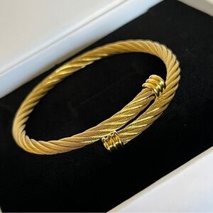 18K Gold Plated Stainless Steel Luxe Twist Cable Cuff Bracelet